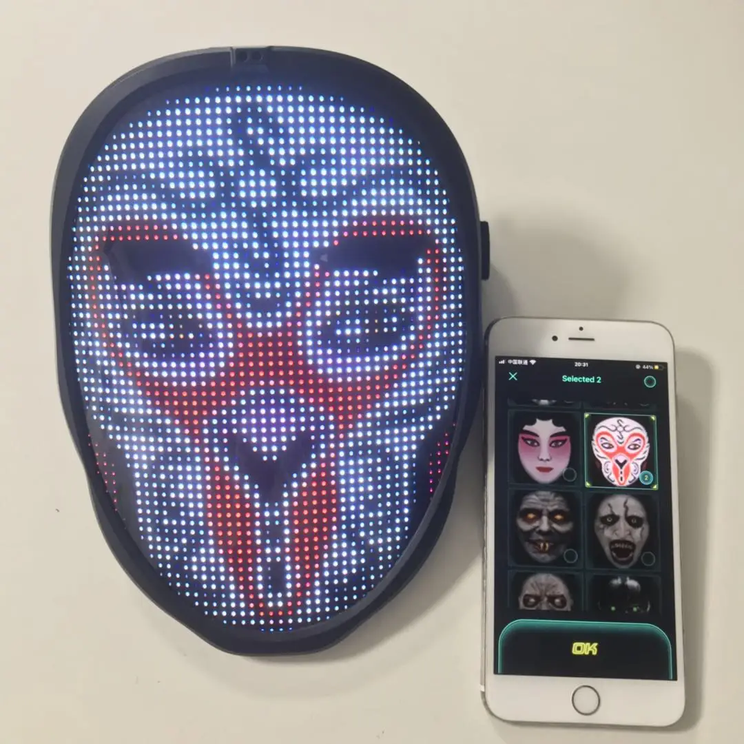 App Control Program Led Face Changing Picture Mask Led Full Color Face ...