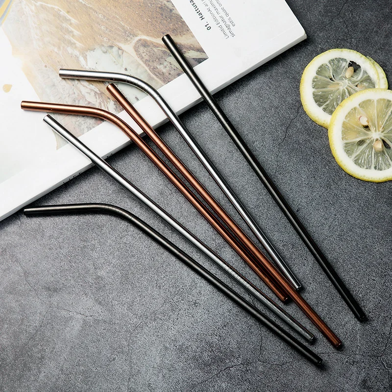 Wholesale Reusable Stainless Steel / Metal Drinking Straws With Brusher