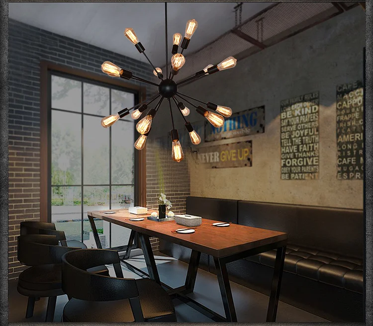 Modern Black Edison Bulb Dining Room Sputnik Chandelier - Buy Sputnik ...