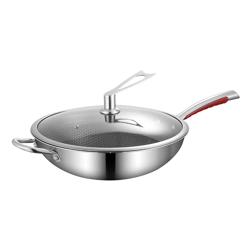 26cm New 316/304 Stainless Steel Kitchen Cookware Electromagnetic Furnace  General Honeycomb Coating Cooking Skillet Kitchen Non-stick Pan Frying Pan  304 STAINLESS STEEL 