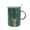 wholesale gold handle animal mug with lid simple personality trend creative ceramic coffee cup