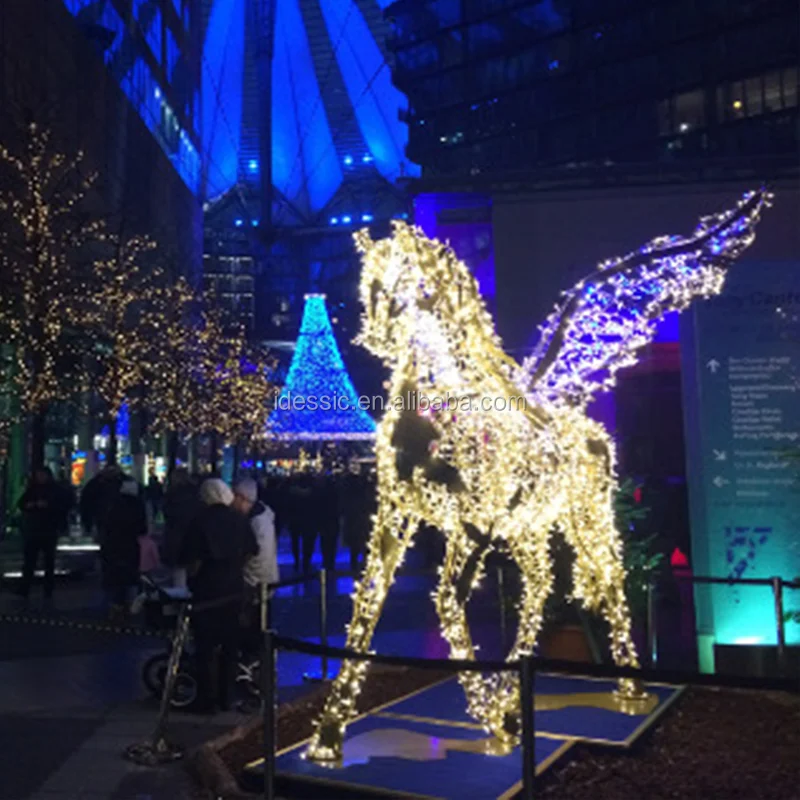 Outdoor Led Christmas Lighted Animals Life Size Sculptures Pegasus For ...