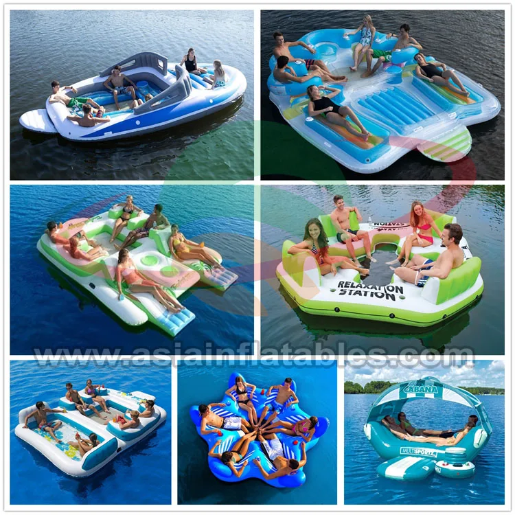 6 Person Inflatable Island Floating Lounge Boat,Inflatable Sea Islands