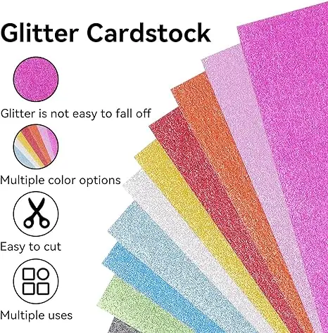 Multi Color Glitter Cardstock Paper A4 Size Glitter Paper for Crafts ...