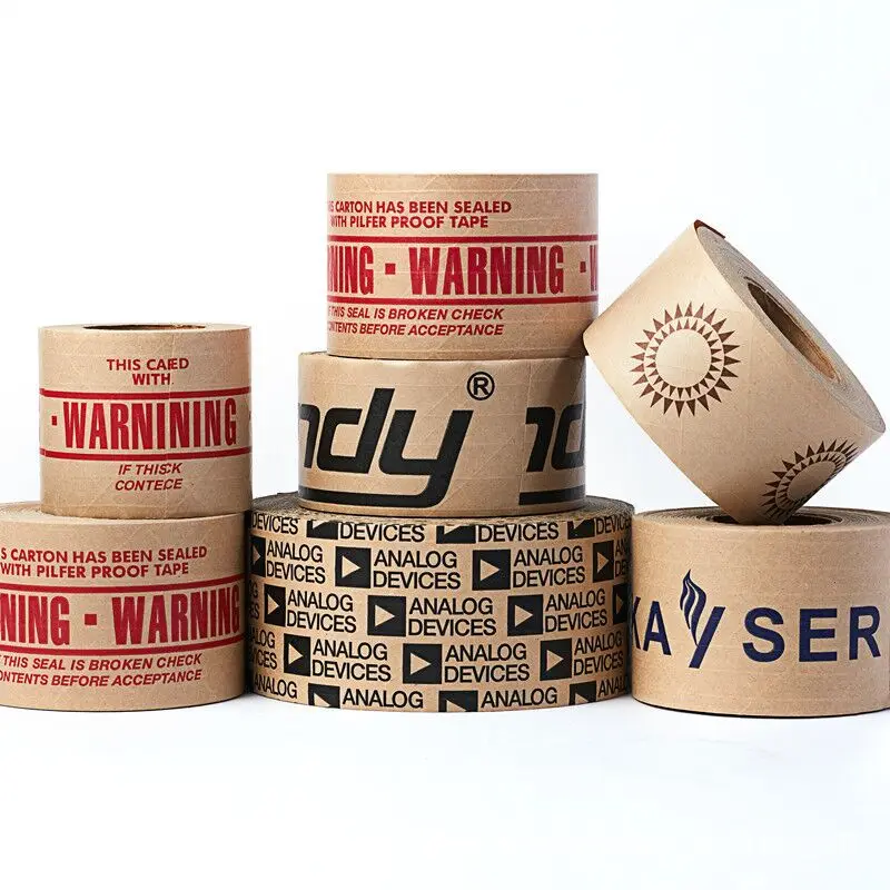 Eco Friendly Biodegradable Kraft Paper Package Tape Reinforced Custom