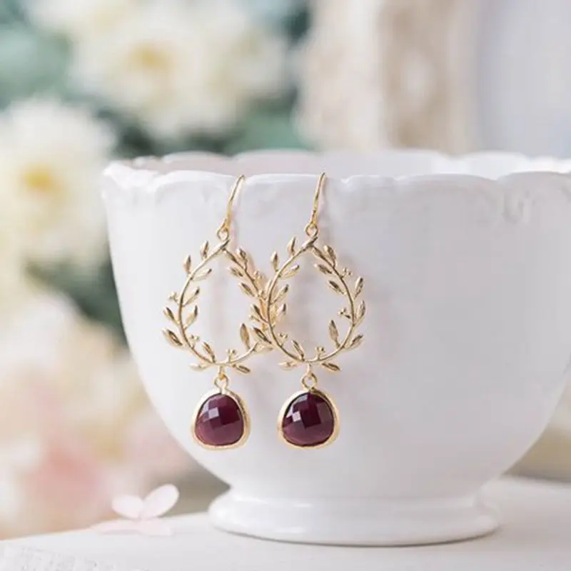 Small Laurel Earrings Porcelain