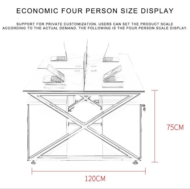 Modular four 4 persons office partition office table partition work station desk furniture office workstation furniture