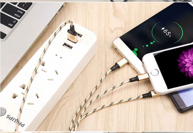 fast charge pvc or braided 0.5m 1m 1.2m 1.5m 1.8m 2m 3m 5v 3a usb 3 in 1 data cable for mobile - ANKUX.COM