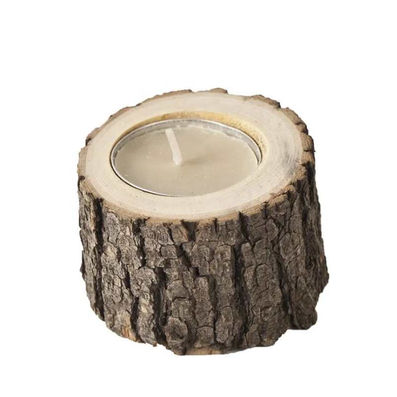 Log Wood Candle Stand Rustic Wood Candle Base Wooden Tea Light Candle