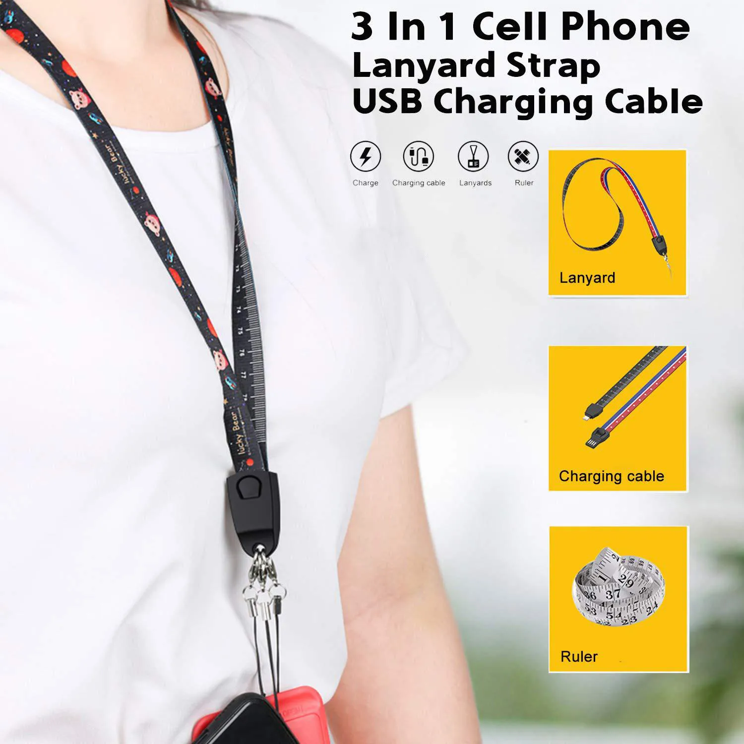 Mobile Charging Cable 3 In 1 Lanyard Portable Phone Charger - Buy ...