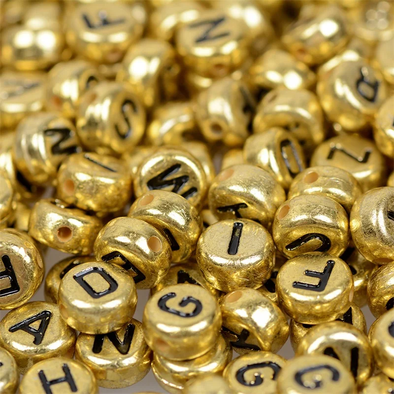 4*7mm Round Letter Beads Vintage Golden Alphabet Acrylic Letter Beads Buy Gold Letter Beads