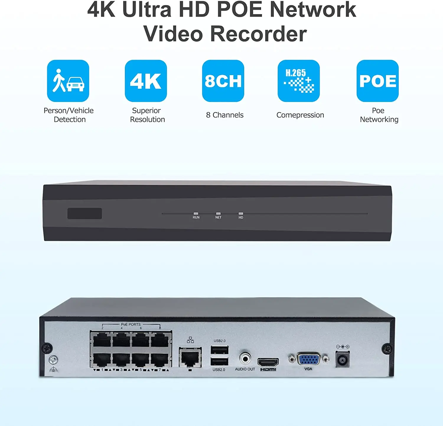 Nvr安全系统4k Nvr 4k Oem Odm支持ai Poe摄像头实时手机视图p2p 8通道h265 - Buy Nvr,Nvr 4k ...