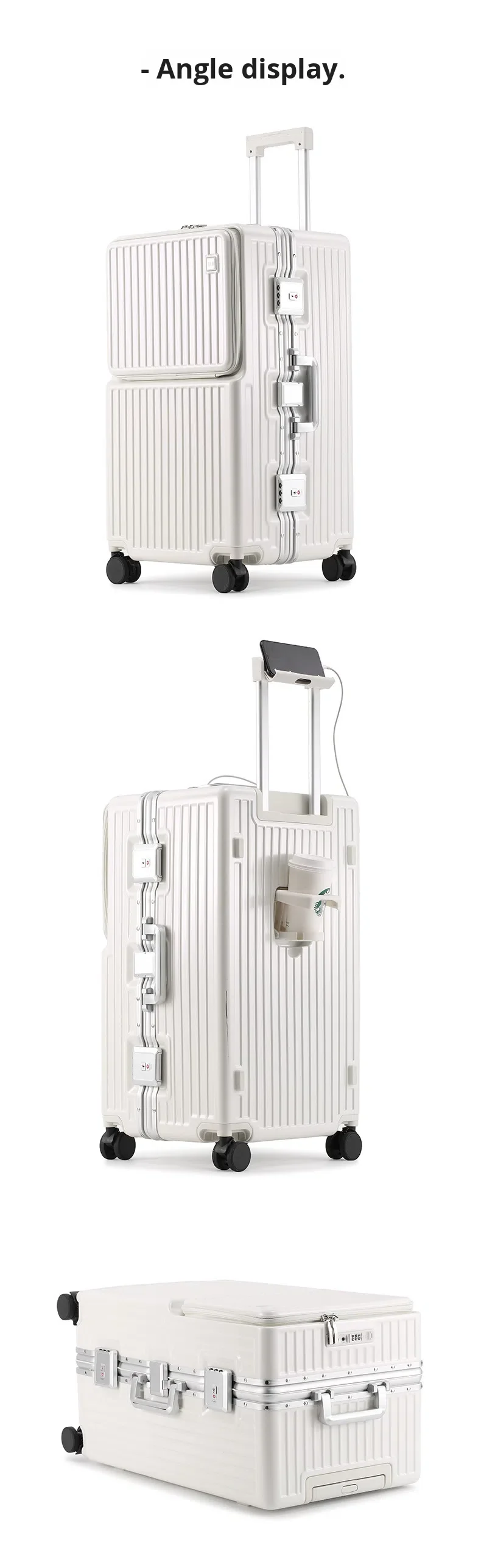 product 28 inch reinforced thicken aluminum frame travel luggage large capacity pc suitcase anti theft password front open trolley case-19