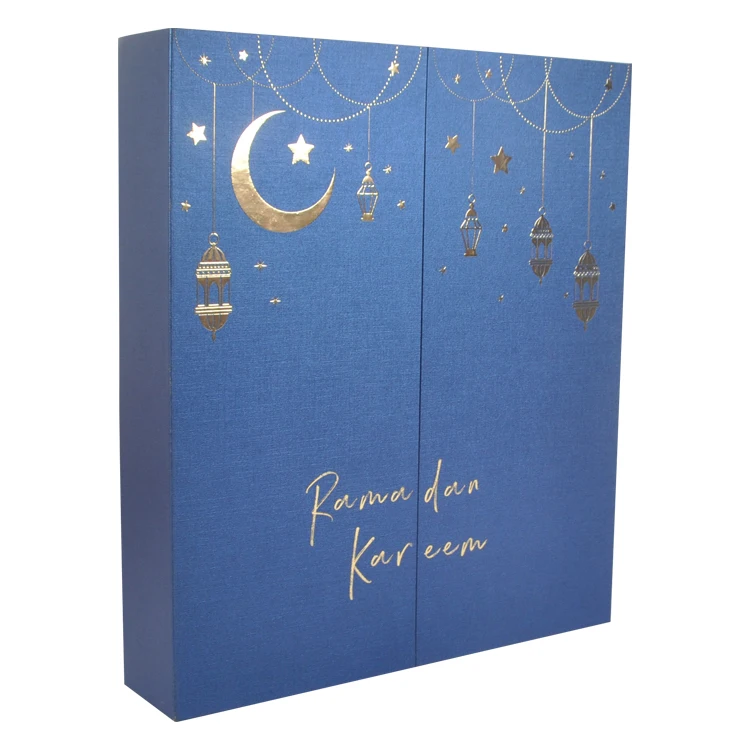 Custom 30 Activities Ramadan Advent Blue Calender Paper Box Eid Advent