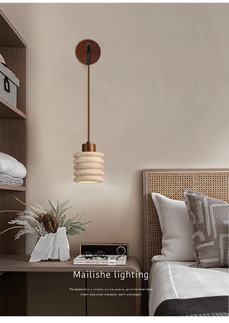 现代黄色洞石发光二极管壁灯可调光暖白光高CRI 90节能壁挂式家居装饰