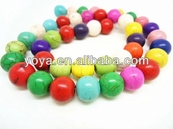 Turquoise Round Beads,Howlite Beads.JPG