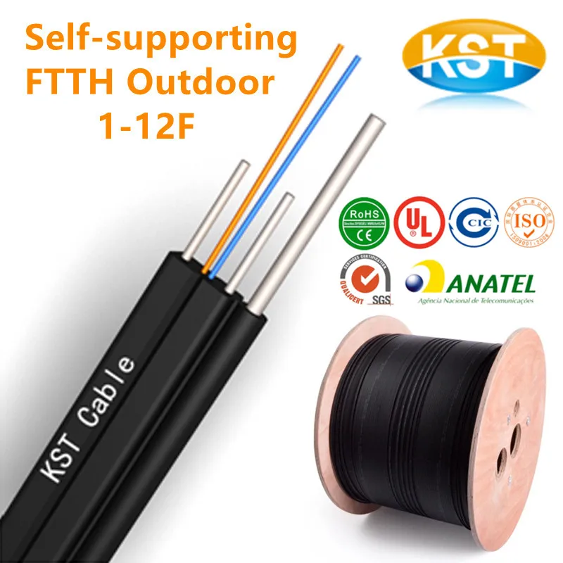 Self Supporting Ftth Drop Cable Indoor Outdoor Fibra Optica Cabo