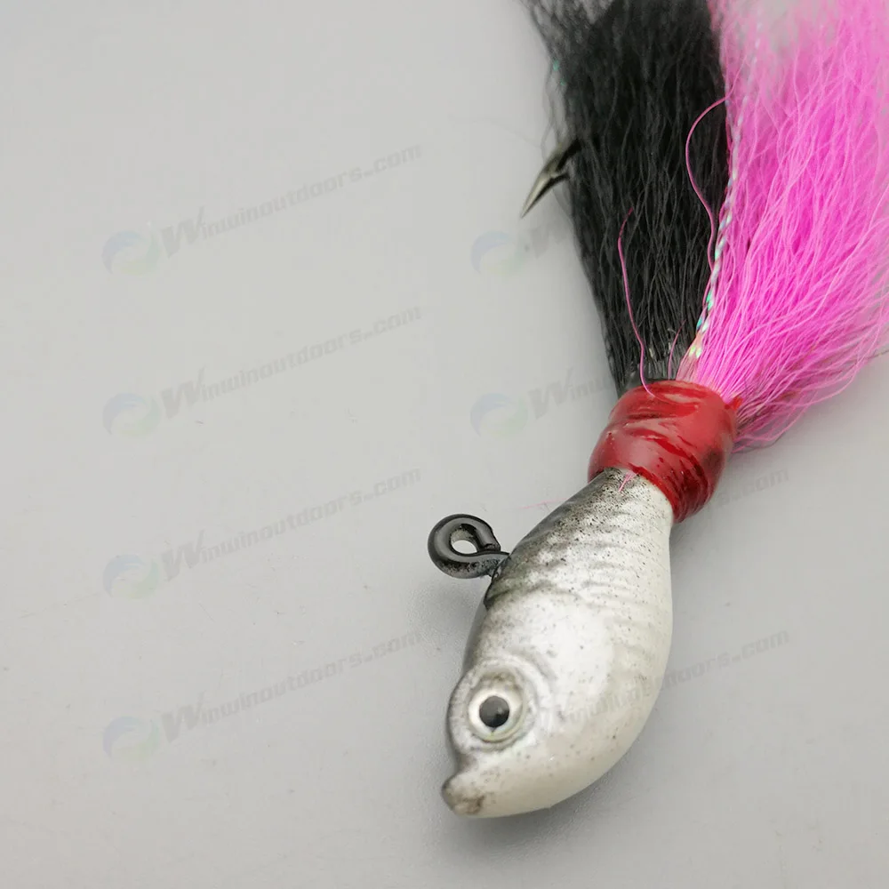 High Quality Lead Jig Heads With Custom Natural Deer Hair Bucktail Jig Fishing Lures Buy Lead