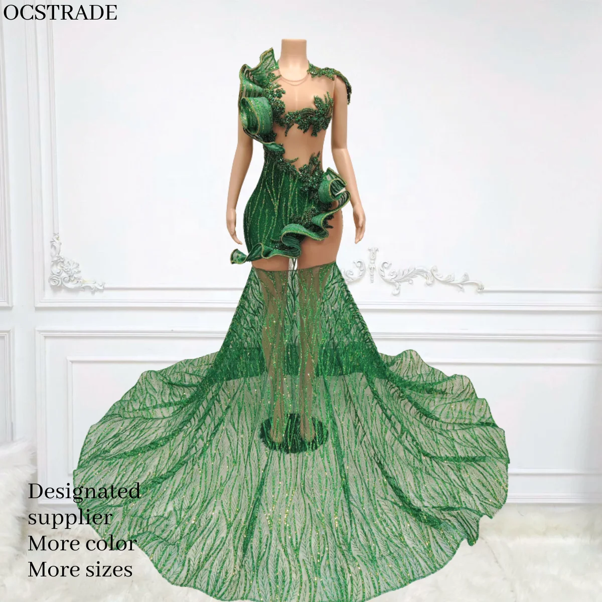Ocstrade Luxury Rhinestone Ladies Prom Dresses 2025 Sequin Ruffle Sheer Mesh Transparent Birthday Elegant Ball Gown Prom Dress Ocstrade Luxury Rhinestone Ladies Prom Dresses 2025 Sequin Ruffle Sheer Mesh Transparent Birthday Elegant Ball Gown Prom Dress