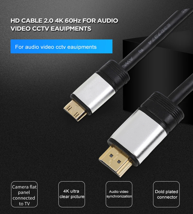 Audio Video Cable Computer To TV HD Cable Conductor Copper (19+1) Transfer speed 10.2Gbps Flat Jack Male - ANKUX.COM