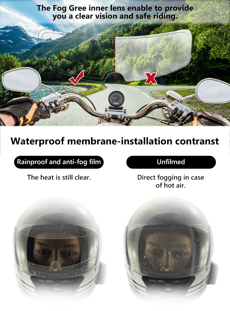 Universal Motorcycle Helmet Waterproof Film Anti-Fog Film Rainproof Safe Driving 