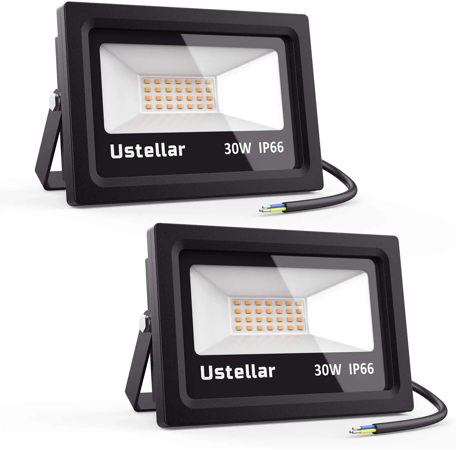 2Pack 30W Warm White LED Flood Light,150W Halogen Bulb Equivalent Outdoor Super Bright Security Lights