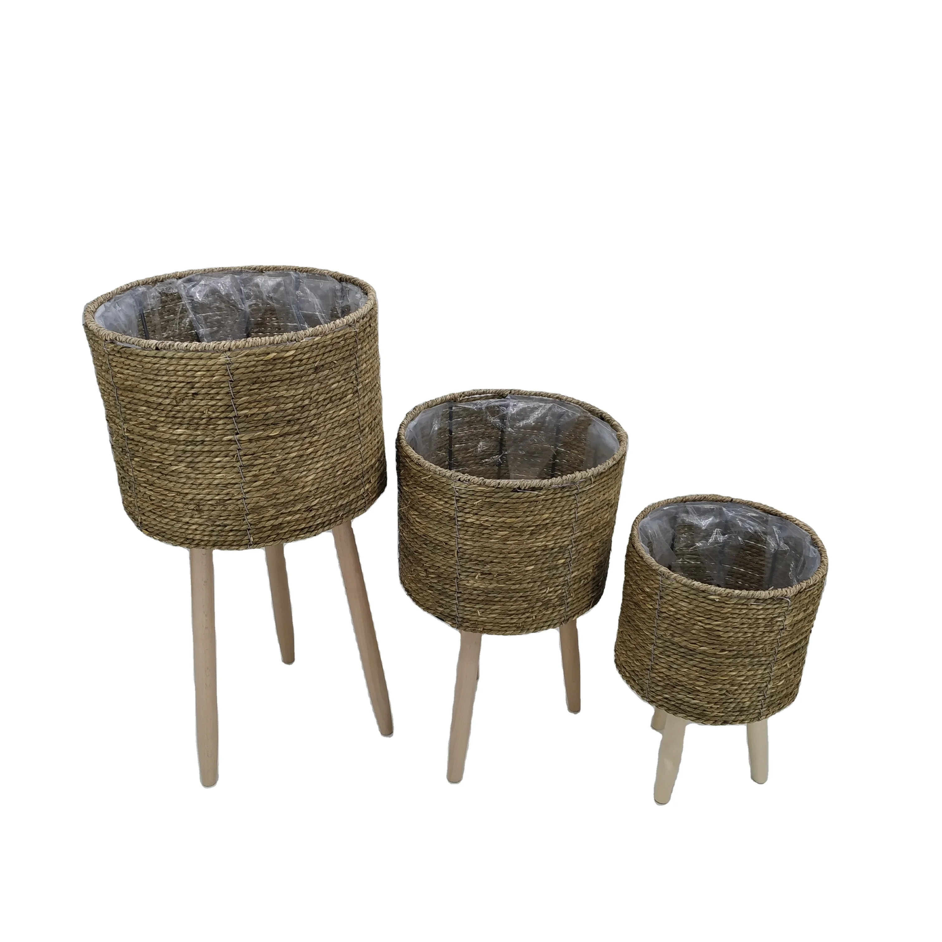 Round Wicker Plant Basket Rattan Plant Basket 10 Plant Baskets With Wooden Legs Buy Plant