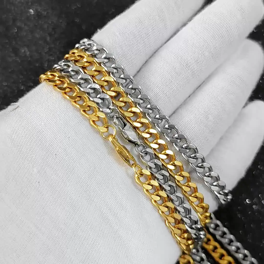 Wholesale Custom Cuban Link Jewelry 18K Gold Plated Stainless