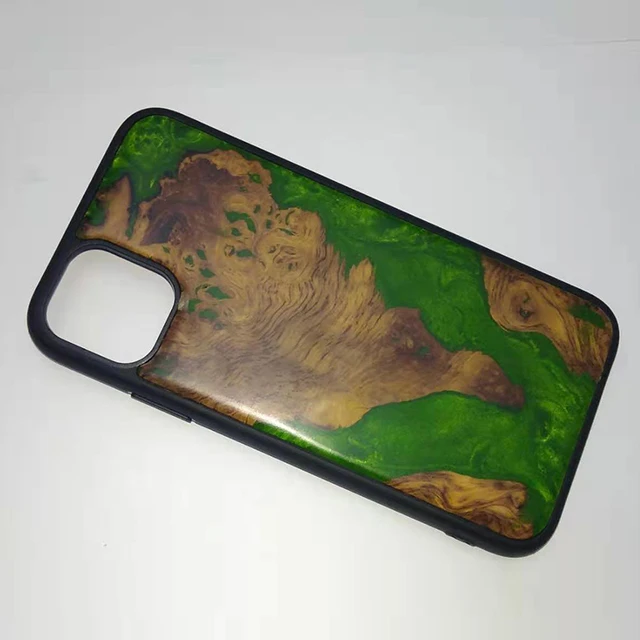 Chinese factory wholesale hot selling popular accept custom made tpu pc Epoxy Resin wood for iPhone 11 mobile phone case