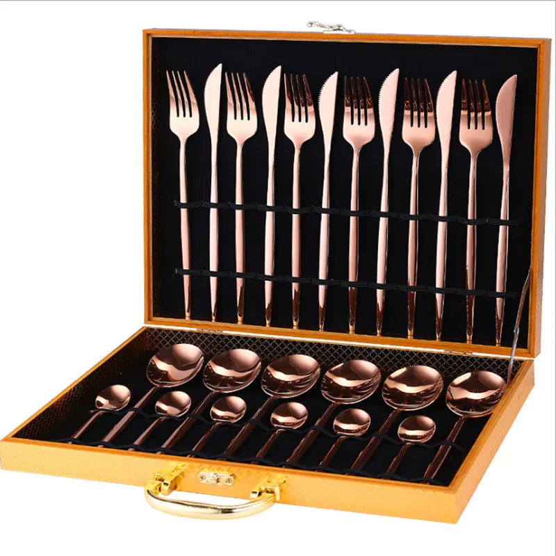 Utensil Fork Knife Spoon Black Gold Flatware Stainless Steel Cutlery ...