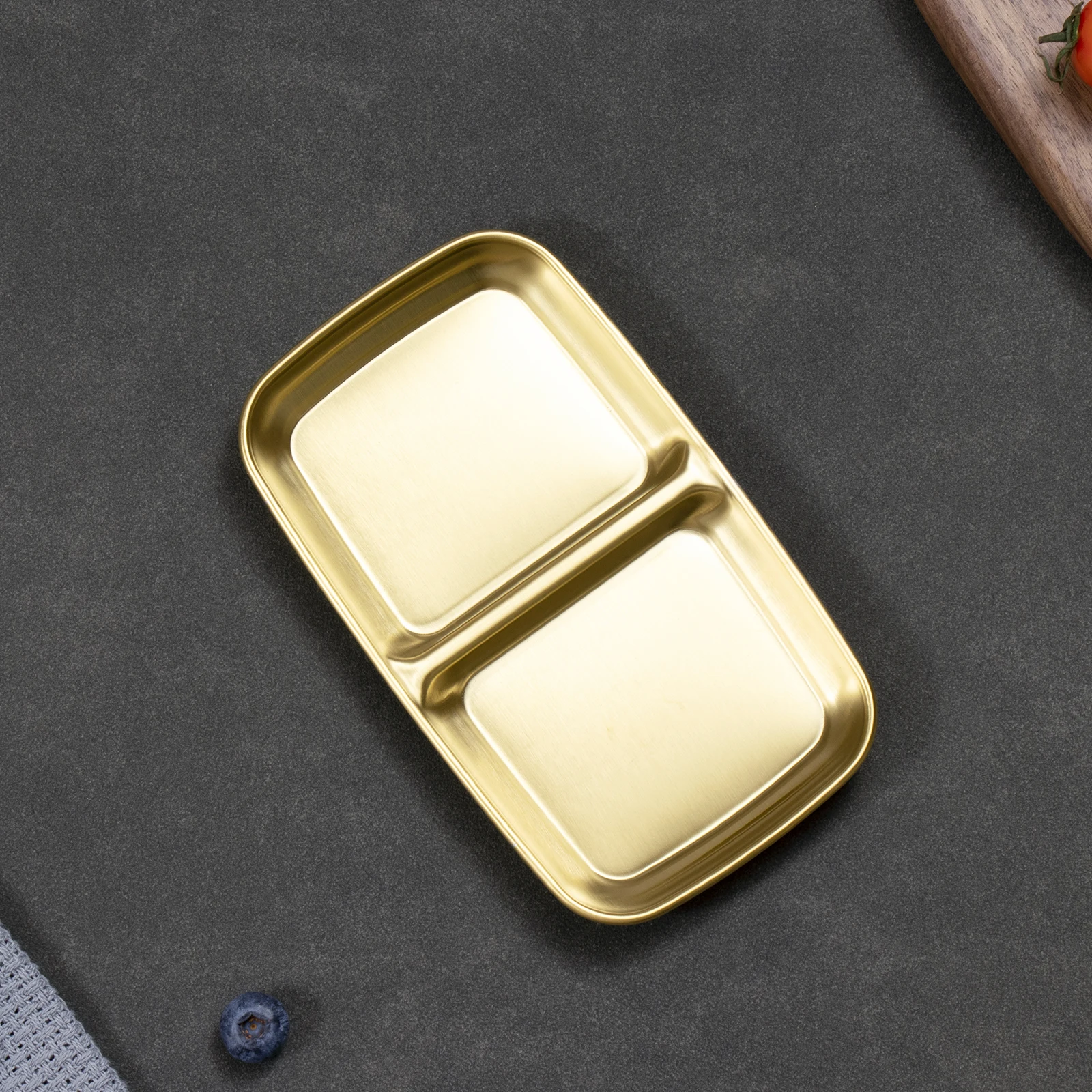 Fts Soy Dishes Compartment Korean Restaurant Round Seasoning Stainless