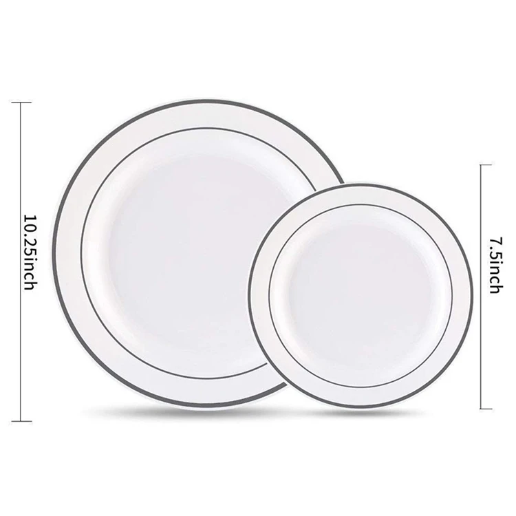 Cheap Silver Rim White Disposable Plastic Plate In Wholesale Buy