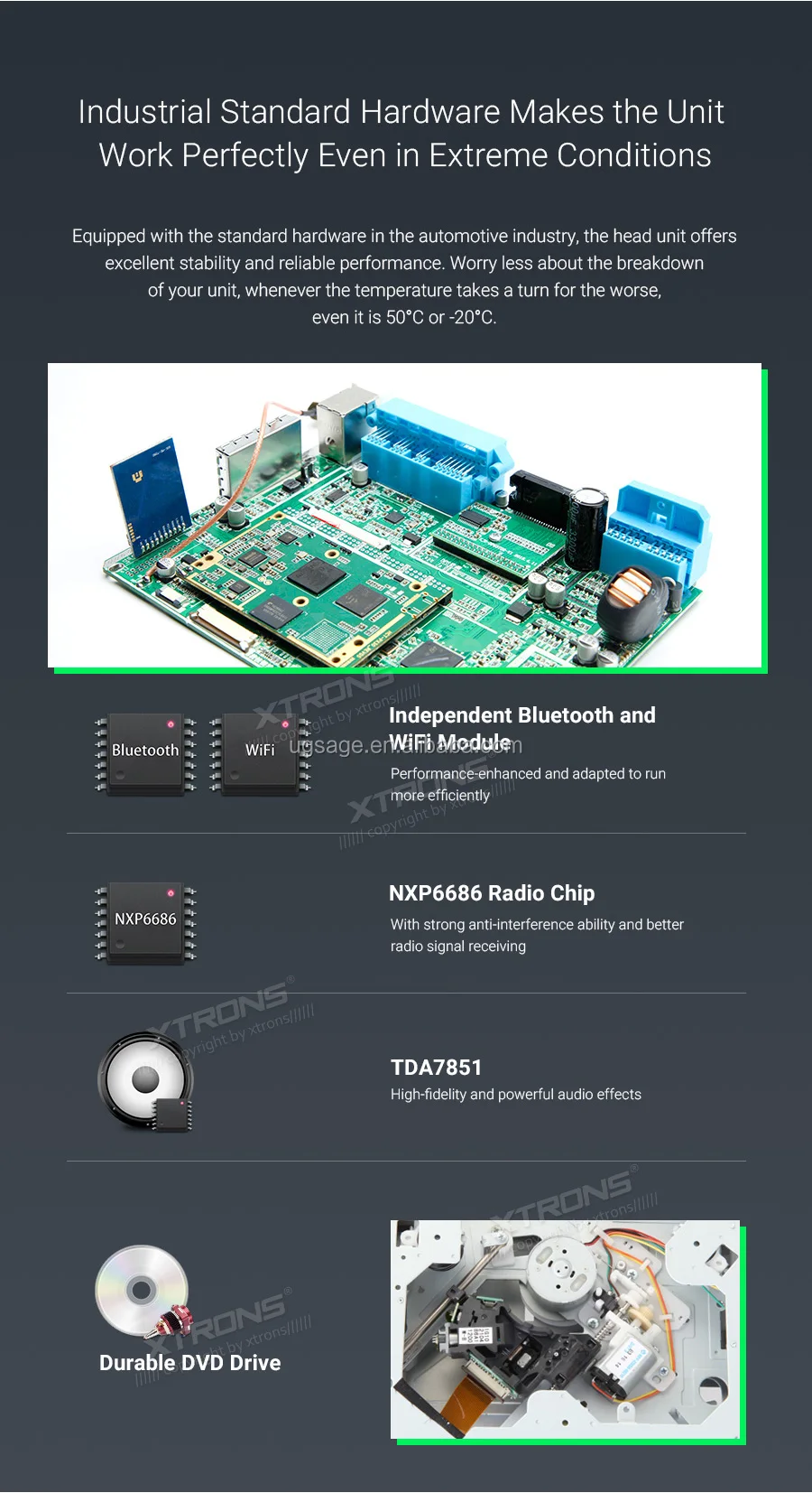 Xtrons 7'' Touch Screen Android 10.0 1din Car Radio Dvd Player For