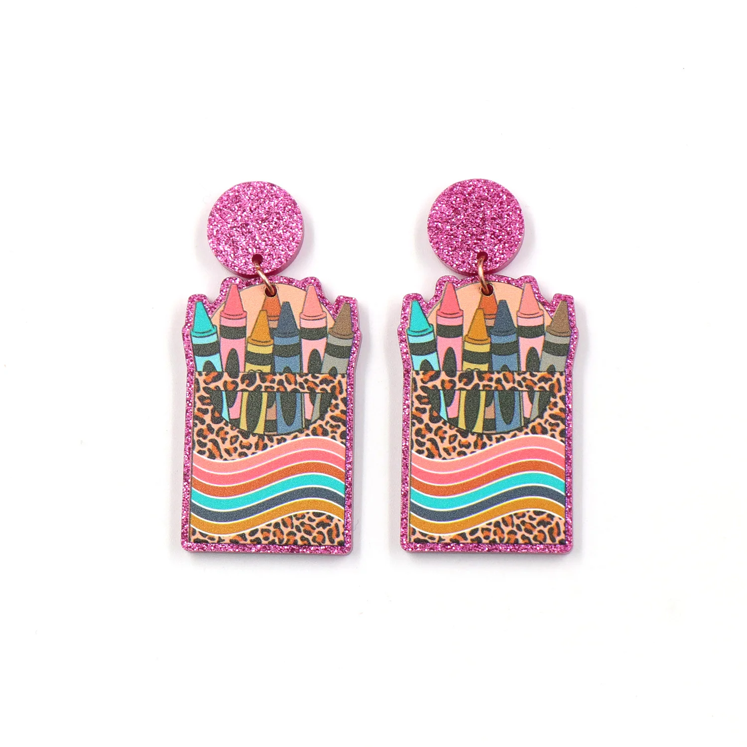 ERS663ER1456 High quality Crayon Jewelry For Teacher's Day Gift Acrylic Earrings manufacture