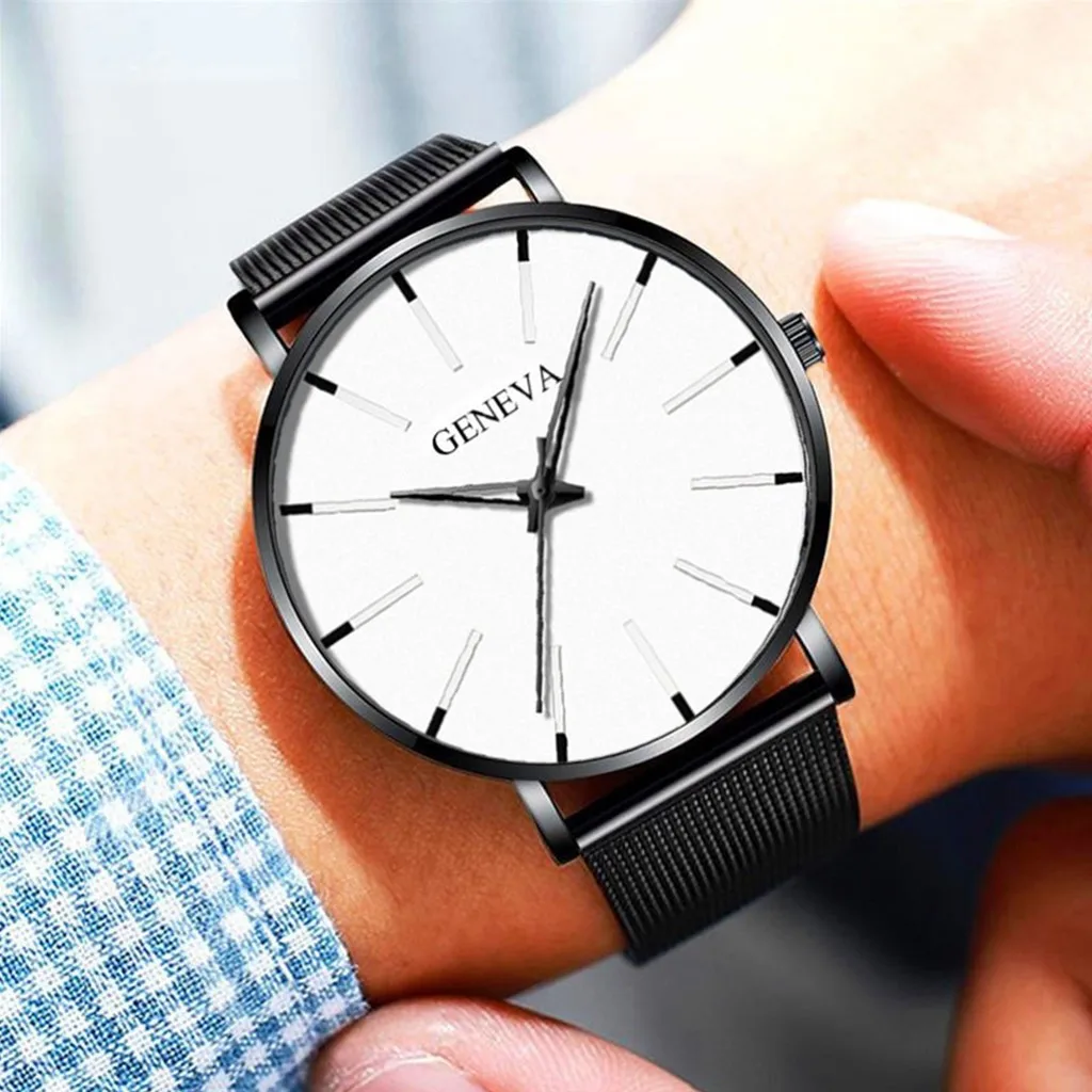 [GENEVA] 腕時計 メンズ シンプル 薄型 アナログ 文字盤レッド 02