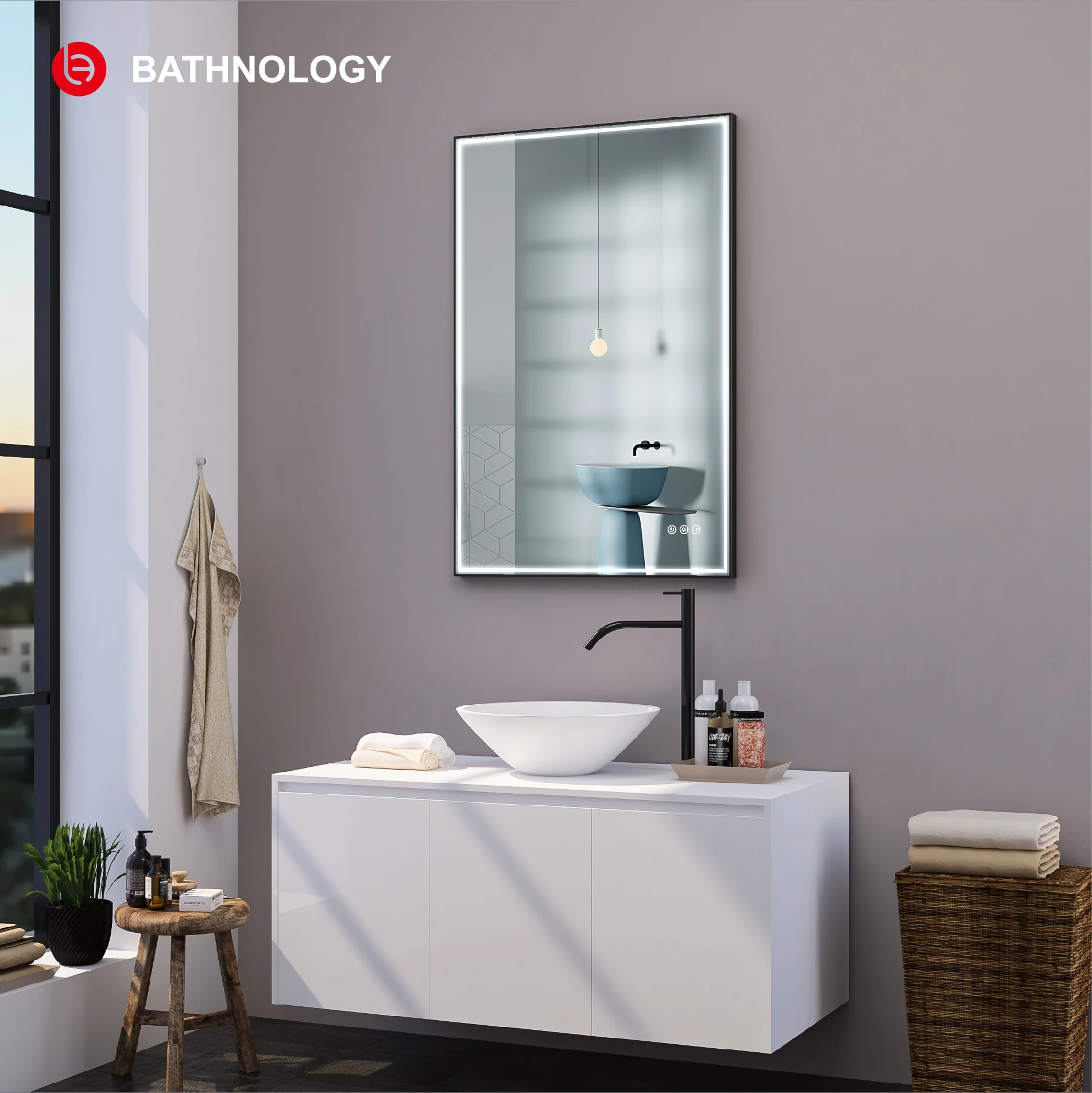 LINE6090MB Led Mirror Bathroom Cabinet Mirror Led Bathroom Vanity Led Light Mirror
