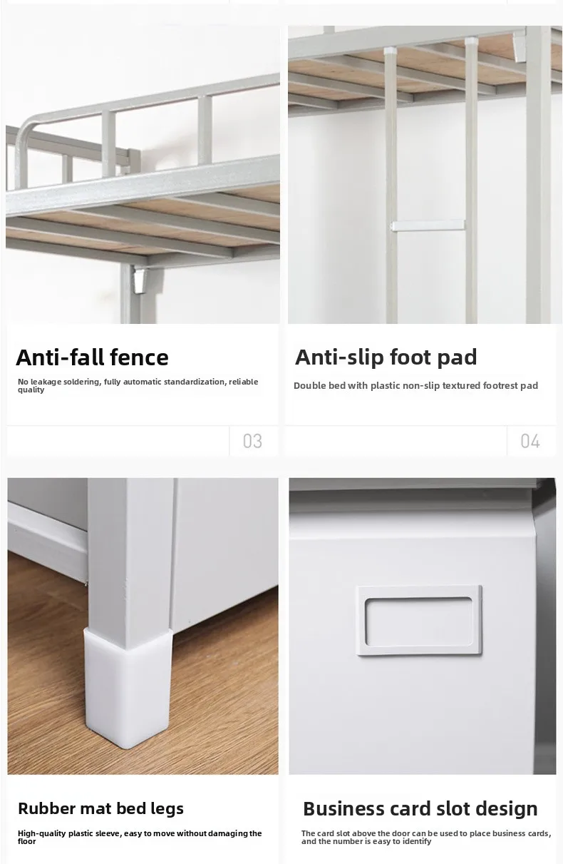 product wholesale custom heavy duty metal double bunk bed detachable knock down single bed frame for school bedroom apartment hospital-10