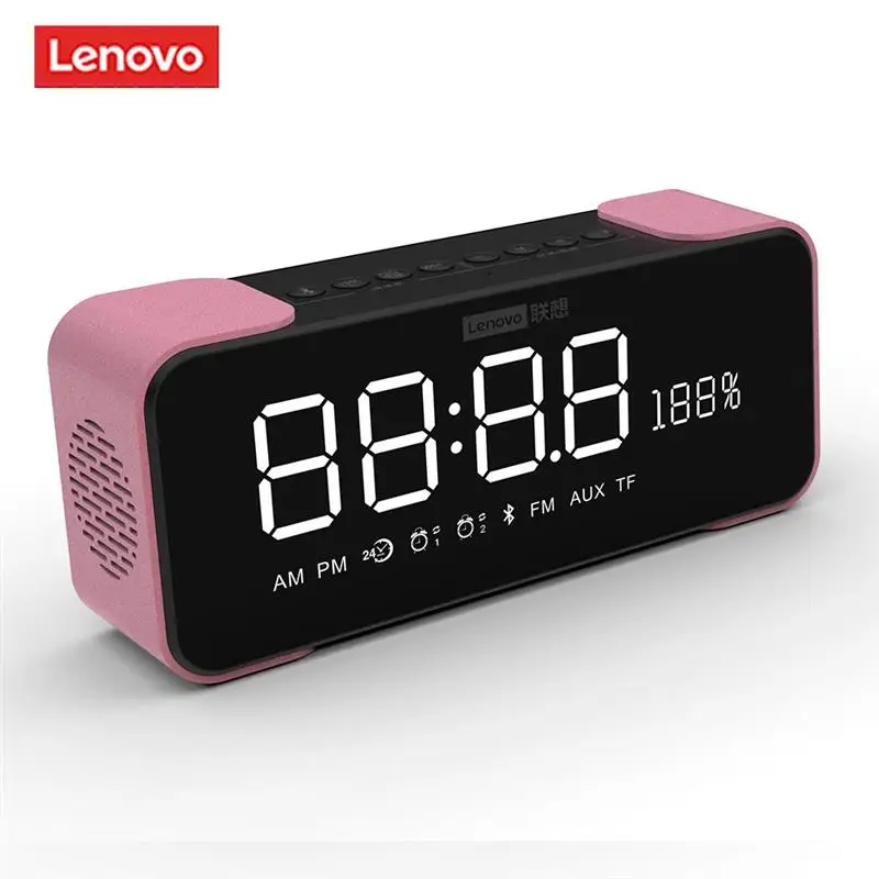 Lenovo L022 Wireless Speaker Led Alarm Clock Portable Subwoofer Aux