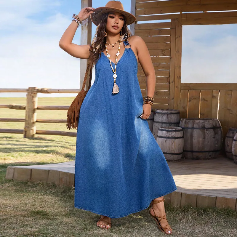 Wholesale plus ize denim dress denim dress for plus ize women jeans dresses for plus ize women long blue jean dress plus ize ummer long jeans dress