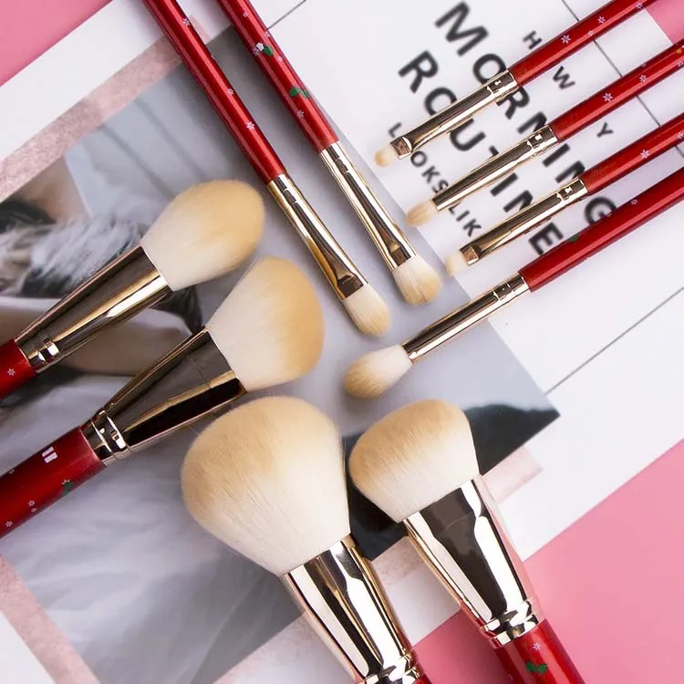 Hzm 10pcs Kaci Jay Christmas Series Makeup Brushes Set Red Wood Handle White High Quality Synthetic Hair Cosmetic Brush Kit Buy Christmas Makeup Brushes Set Kaci Jay Series Makeup Brushes Makeup Brush Private