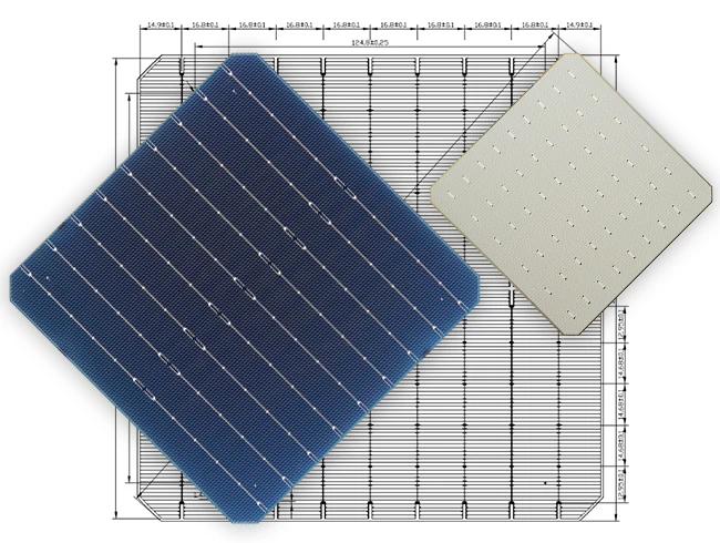 9BB Bifacial Monocrystalline Solar Cell 5.9W-6.3W 166mmx166mm For Photovoltaic Solar Energy Products