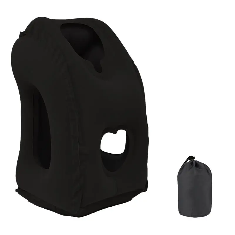 Air Goods High Quality Flocking Inflatable Flight Travelling Head Rest Pillow