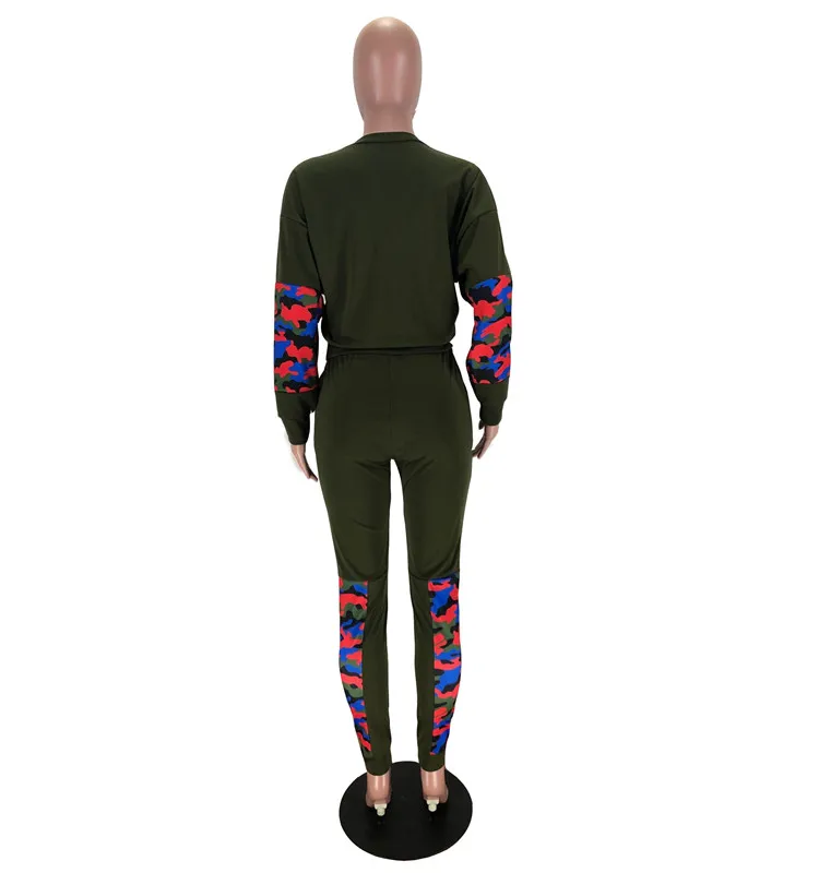 wholesale words embroidery patchwork long sleeve sweatshirt sports pants 2 piece tracksuit set sweat suits for women