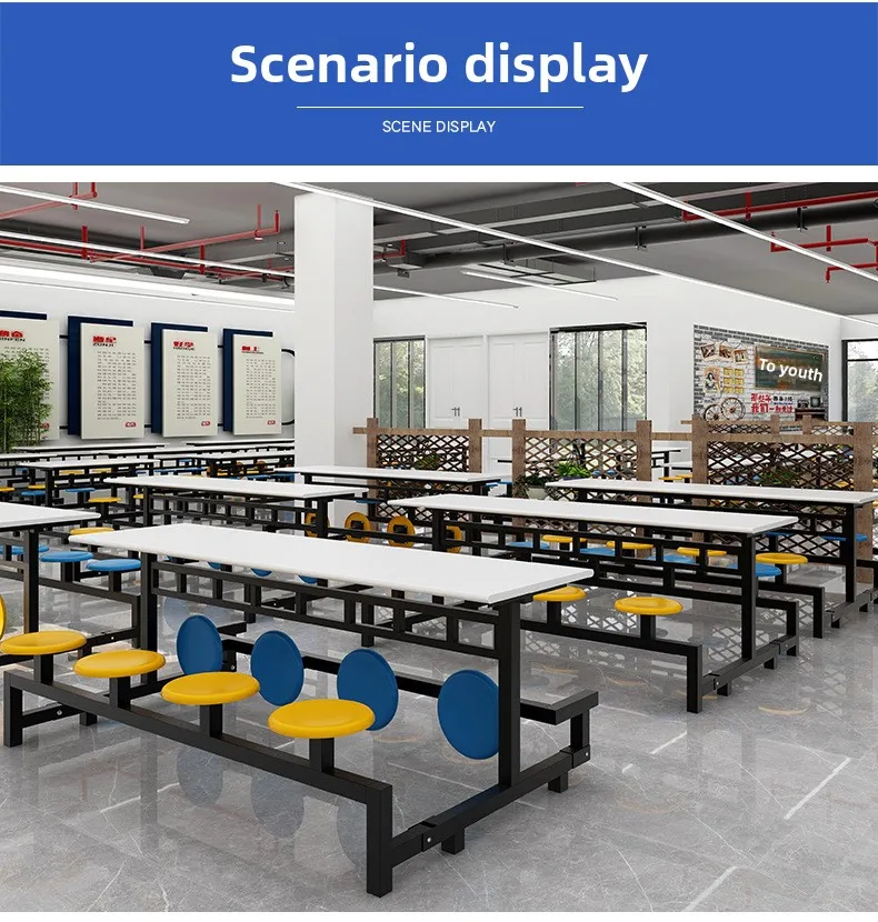 product modern square 4 6 person stainless steel foldable eco friendly school canteen dining table chairs set home hotel kitchen wood-15