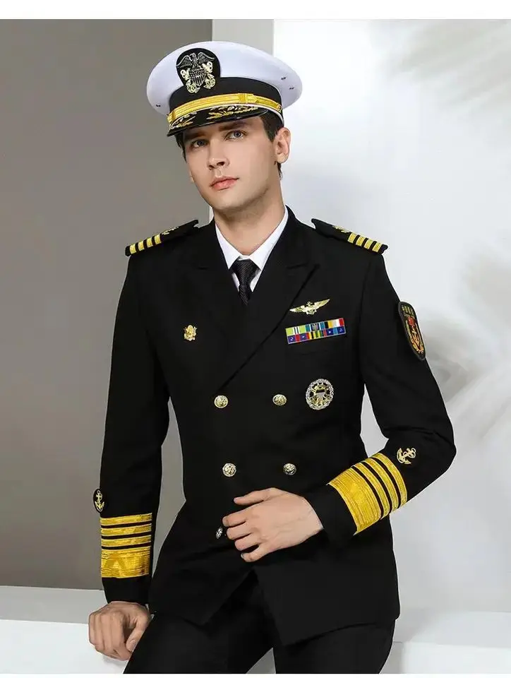 Admiral Captain Uniform Double Breasted Jacket Pants Clothing Pilot ...