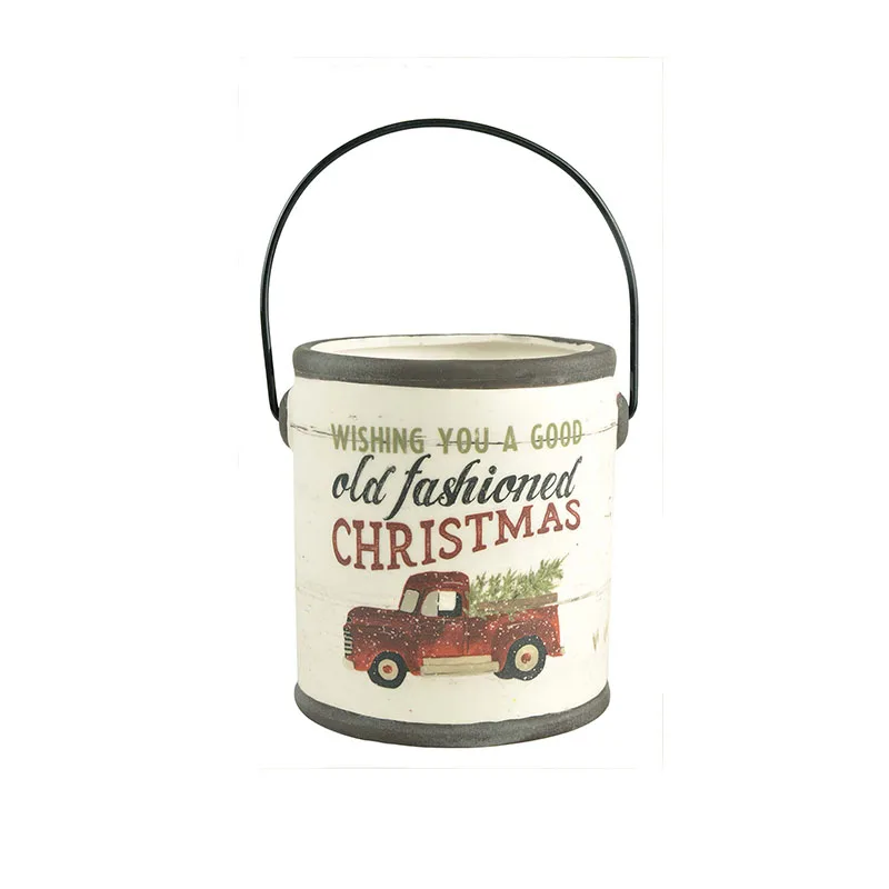 Wholesale New design custom personalized factory Ceramic Christmas indoor decor Crock with handle decoration