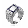 Men Crystal Rhinestone Stainless Steel Square Shape Pyramid Vintage Ring