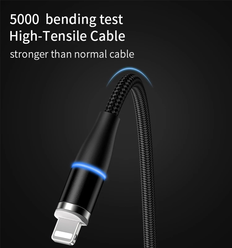 Hot selling 2A Nylon braided 360 Rotation LED Magnetic Usb Charger Cable For ios Micro USB Type C - ANKUX.COM