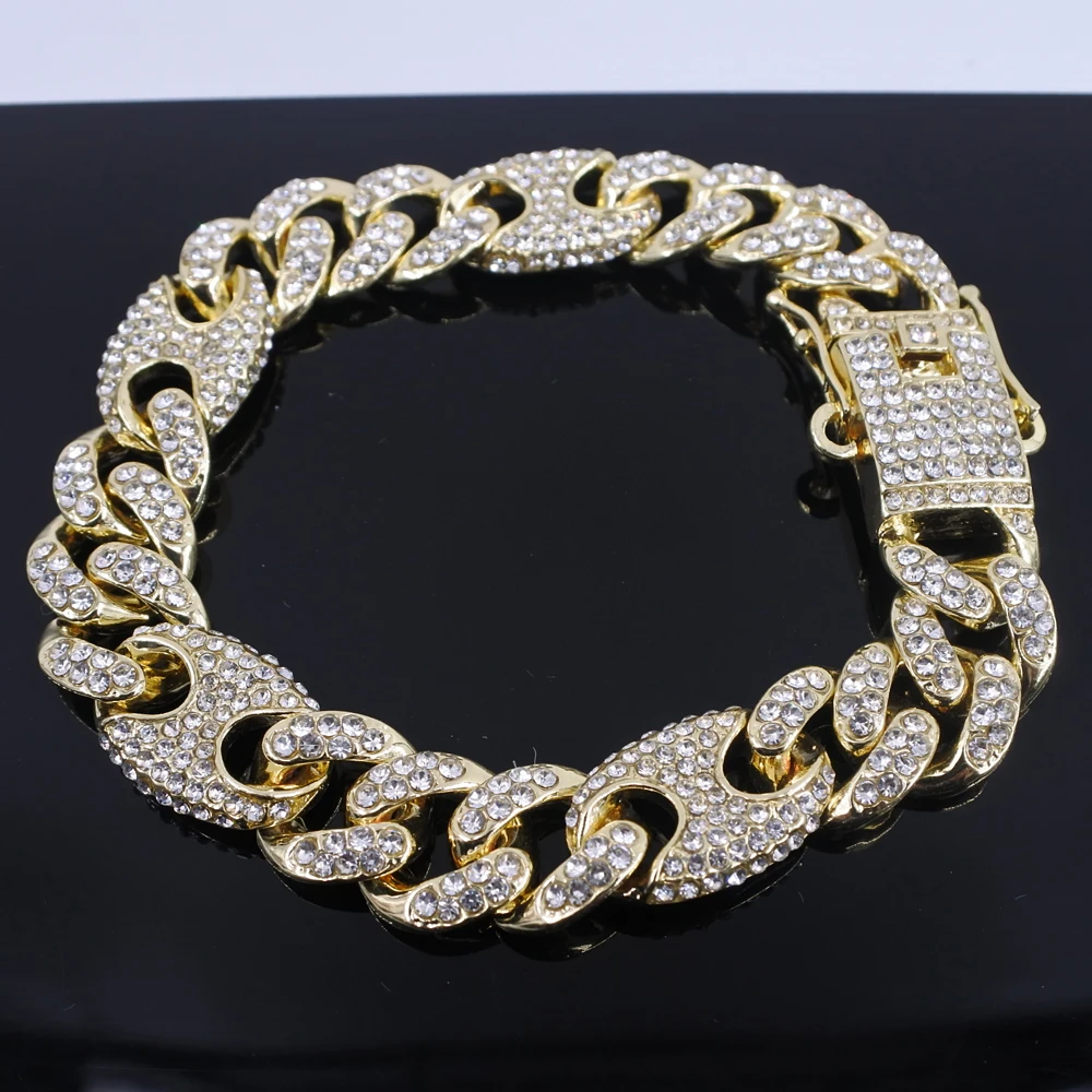 Custom Miami Cuban Link Chain Hip Hop Jewelry Necklace Gold Plated ...