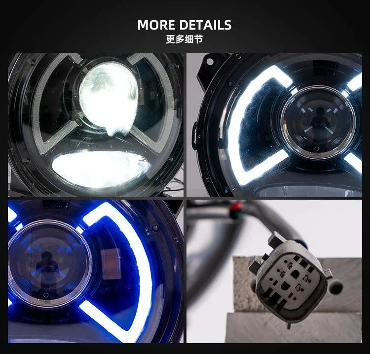 Vland factory accessories for car Wrangler full LED headlight 2018-UP head lamp with DRL+welcome light with blue+LED LENS